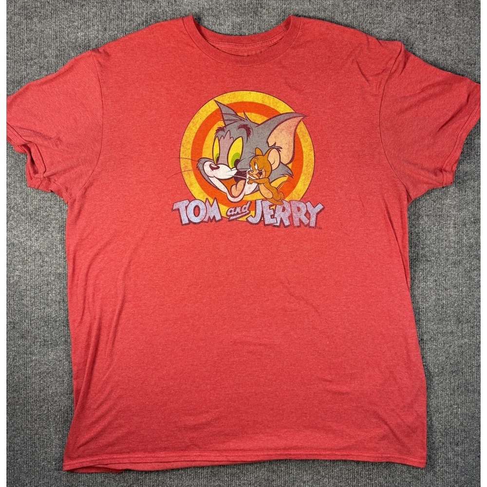Tom & Jerry T Shirt Adult Size XL Red Short Sleeve Graphic Tee